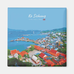 Ko Sichang, Thailand - Lebendige Hafenansicht Magnet