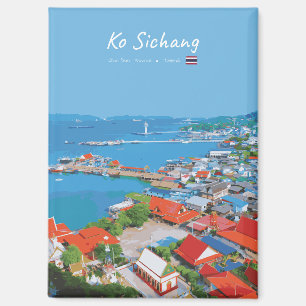 Ko Sichang, Thailand - Lebendige Hafenansicht Magnet