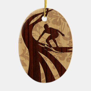 Koa-Holz-Surfer-Surfboard Keramikornament
