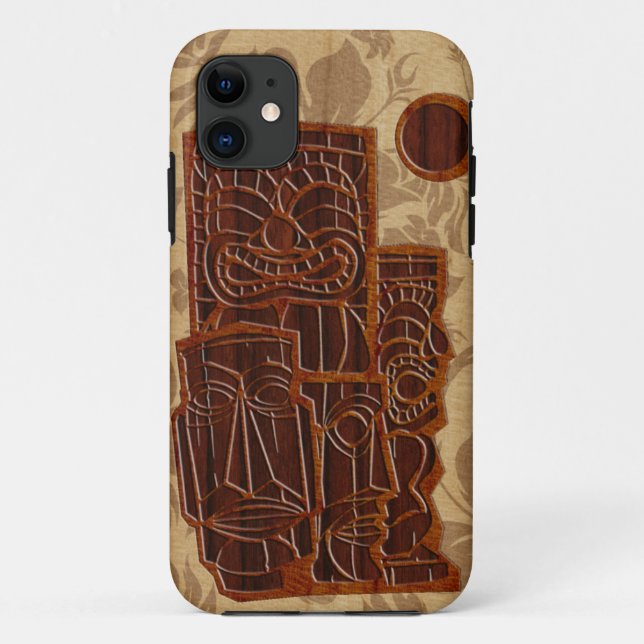 Koa hölzernes Tiki Sun Surfbrett iPhone 5 Hüllen (Rückseite)