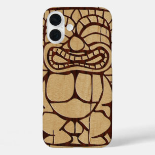 Koa Wood Tiki Ailani Surfboard iPhone 16 Plus Hülle