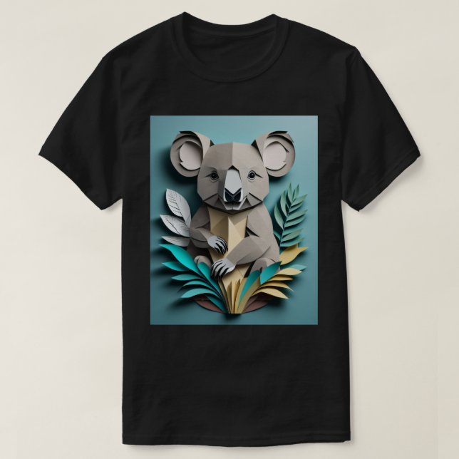 Koala 3D Paper Art Design T - Shirt (Design vorne)