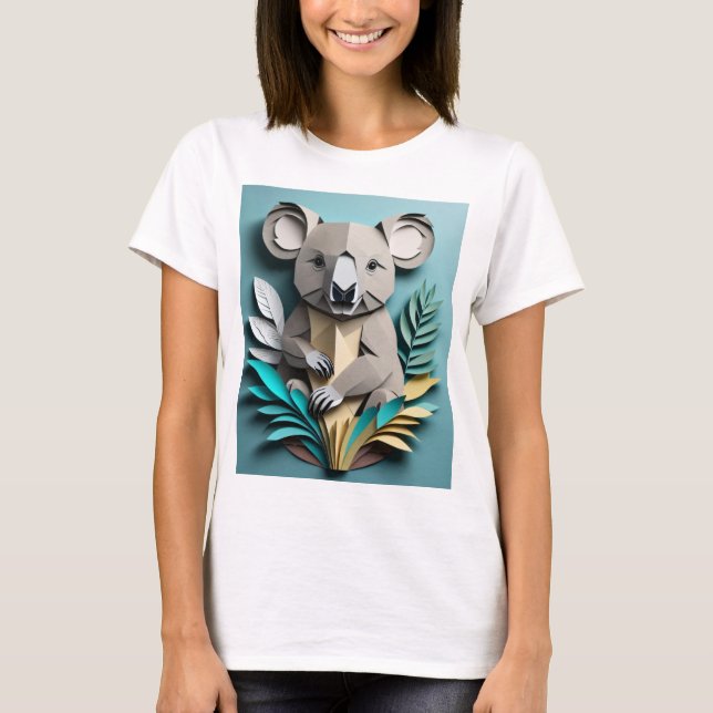 Koala 3D Paper Art Design T - Shirt (Vorderseite)