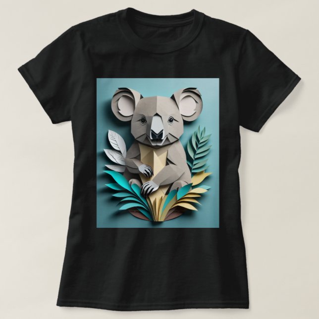 Koala 3D Paper Art Design T - Shirt (Design vorne)