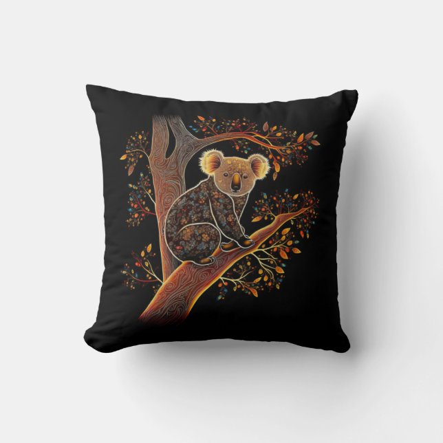 Koala aborigine art style Throw Pillow Kissen (Vorderseite)