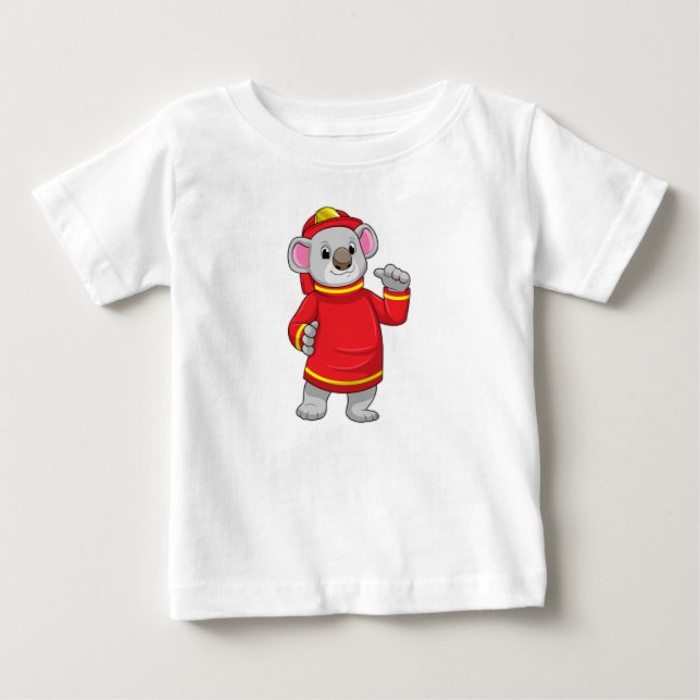 Koala als Feuerwehrmann mit Helmet Baby T-shirt (Vorderseite)