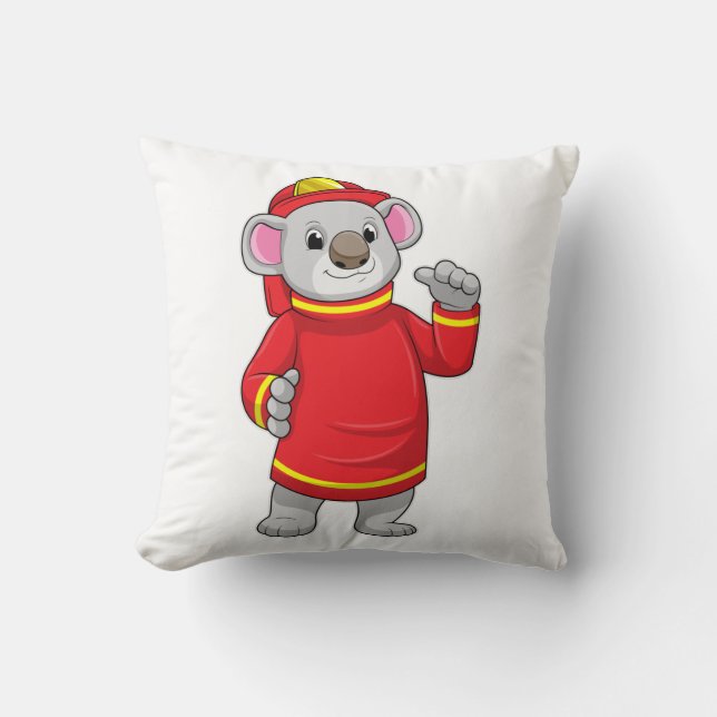 Koala als Feuerwehrmann mit Helmet Kissen (Vorderseite)