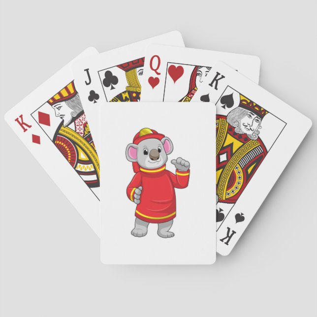 Koala als Feuerwehrmann mit Helmet Spielkarten (Rückseite)