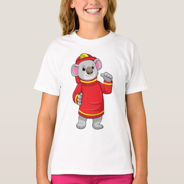 Koala als Feuerwehrmann mit Helmet T-Shirt (Vorderseite)