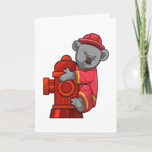 Koala als Feuerwehrmann mit Hydrant Karte
