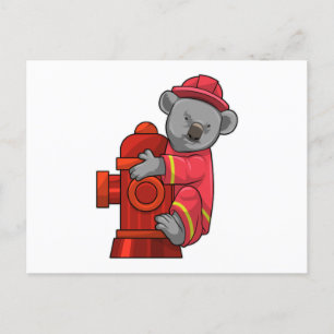 Koala als Feuerwehrmann mit Hydrant Postkarte