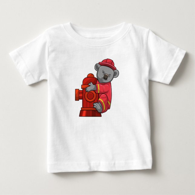Koala als Feuerwehrmann mit Hydranten Baby T-shirt (Vorderseite)
