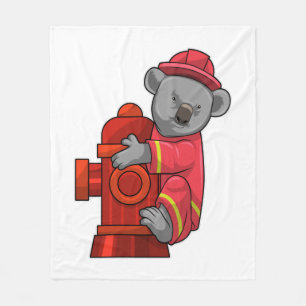 Koala als Feuerwehrmann mit Hydranten Fleecedecke