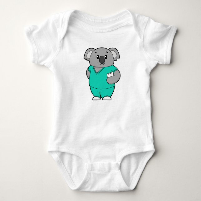 Koala als Krankenschwester mit Notepad Baby Strampler (Vorderseite)