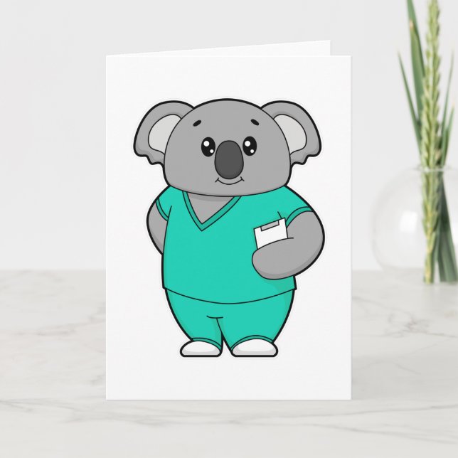 Koala als Krankenschwester mit Notepad Karte (Vorderseite)