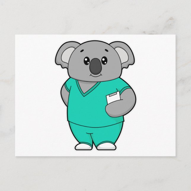 Koala als Krankenschwester mit Notepad Postkarte (Vorderseite)