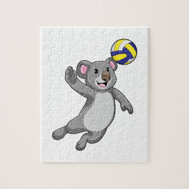 Koala als Volleyballspieler mit Volleyball (Vertikal)