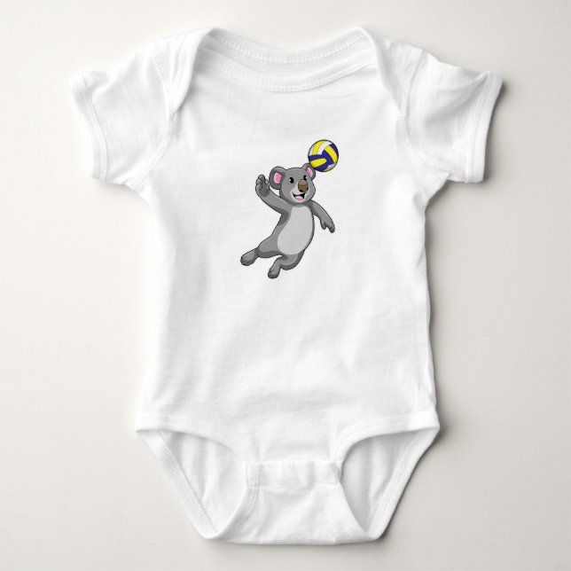 Koala als Volleyballspieler mit Volleyball Baby Strampler (Vorderseite)