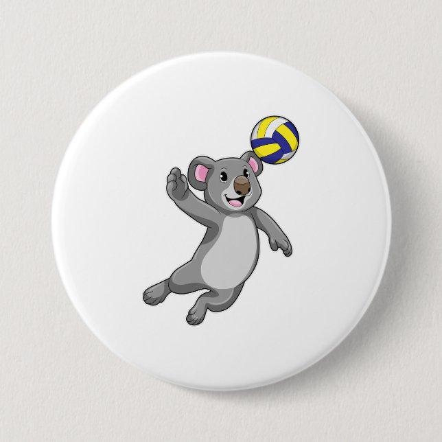 Koala als Volleyballspieler mit Volleyball Button (Vorderseite)