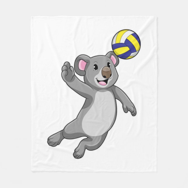 Koala als Volleyballspieler mit Volleyball Fleecedecke (Vorderseite)