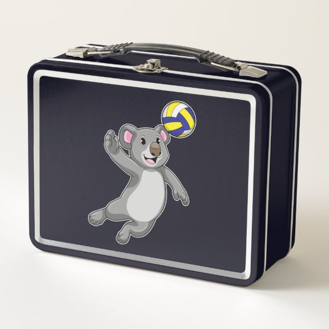 Koala als Volleyballspieler mit Volleyball Metall Brotdose (Vorderseite)