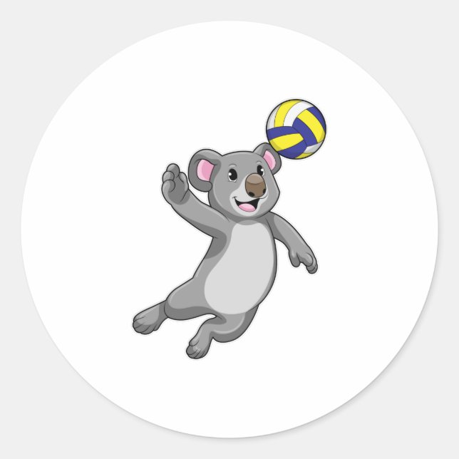 Koala als Volleyballspieler mit Volleyball Runder Aufkleber (Vorderseite)
