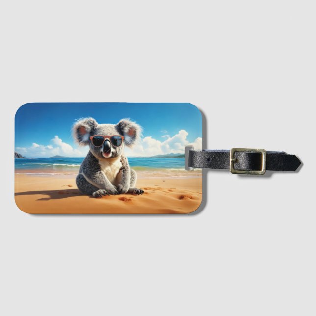 Koala am Sandstrand Gepäckanhänger (Vorderseite (Horizontal))