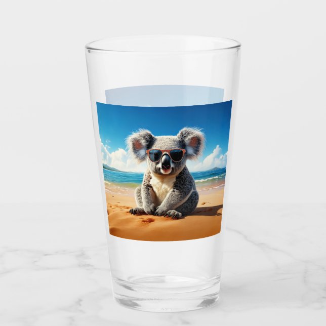 Koala am Sandstrand Glas (Vorderseite)