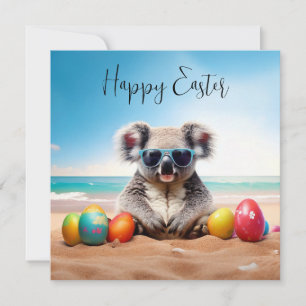 Koala am Strand mit Ostereiern Frohe Ostern Feiertagskarte