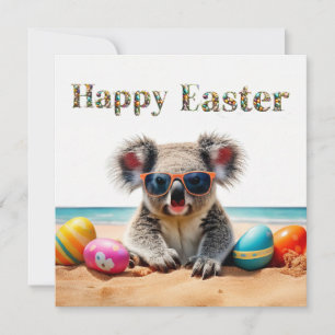 Koala am Strand mit Ostereiern Frohe Ostern Feiertagskarte