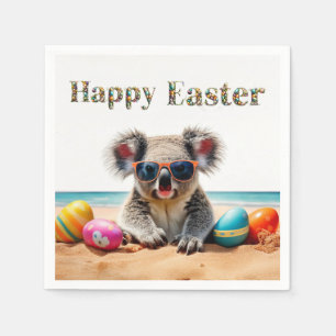 Koala am Strand mit Ostereiern Frohe Ostern Serviette