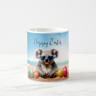 Koala am Strand mit Ostereiern Happy Oaster Kaffeetasse