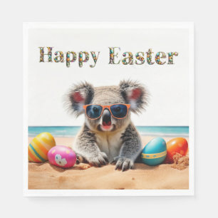 Koala am Strand mit Ostereiern Happy Oaster Serviette
