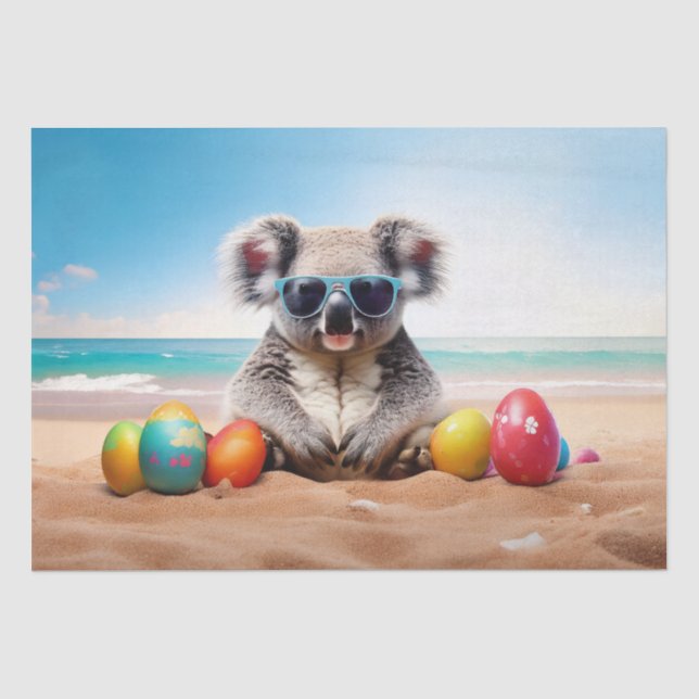 Koala am Strand mit Ostereiern Seidenpapier (Vorderseite)
