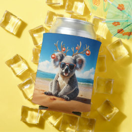 Koala am Strand trägt Geweih und Schmuck Dosenkühler