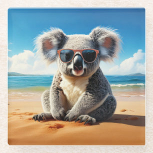 Koala an einem sandigen Strand Glasuntersetzer