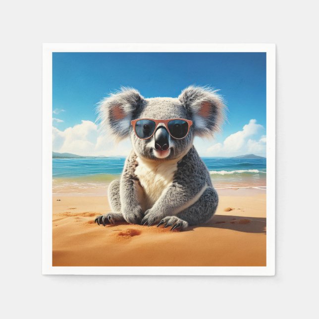 Koala an einem sandigen Strand  Serviette (Vorderseite)