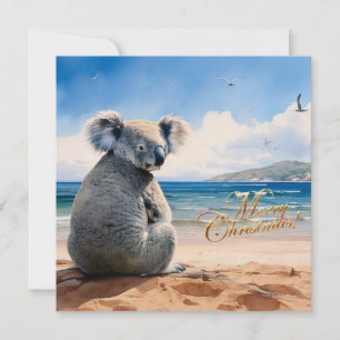 Koala an einem Sandstrand Frohe Weihnachten