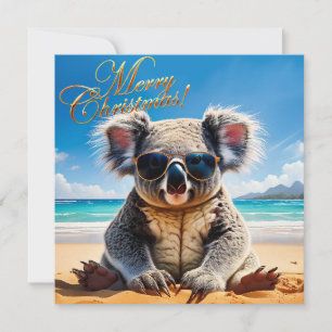 Koala an einem Sandstrand Frohe Weihnachten