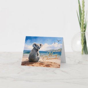Koala an einem Sandstrand Frohe Weihnachten Karte