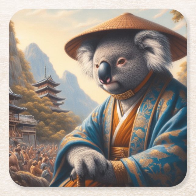 Koala Ancient Japan Rechteckiger Pappuntersetzer (Vorderseite)
