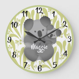 Koala and Baby Joey Große Wanduhr