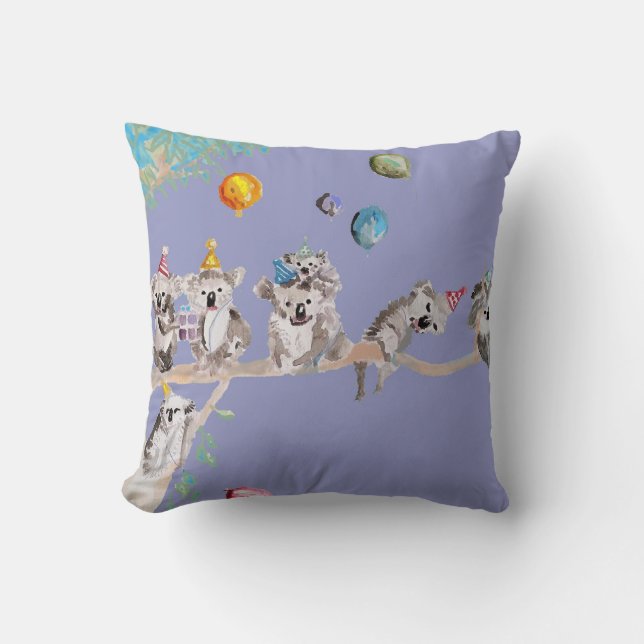 Koala Anniversaire Mignon Koalas Enfants Coussin V (Recto)