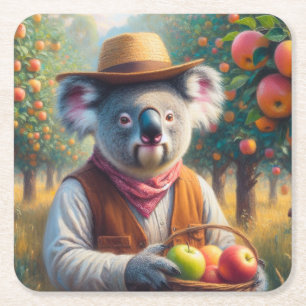 Koala Apple Orchard Rechteckiger Pappuntersetzer