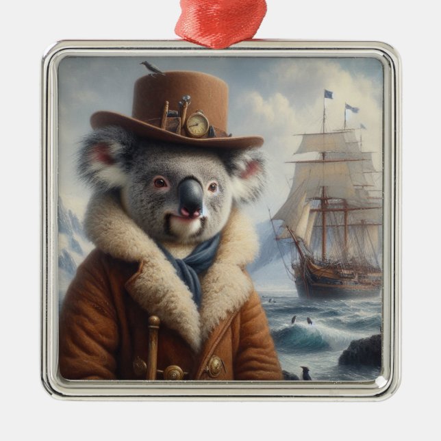 Koala Arctic Explorer Ornament Aus Metall (Vorne)
