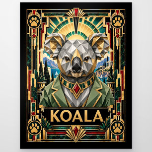 Koala, Art Deco Wildtiere Postkarte