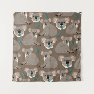 Koala auf neutralem braunem Hintergrund nahtlos Vi Wandteppich