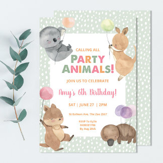 Koala Australian Animal Birthday Einladung