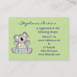 Koala Baby Registry Cards Begleitkarte