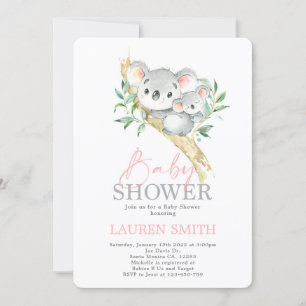 Koala Baby Shower Girl Einladung